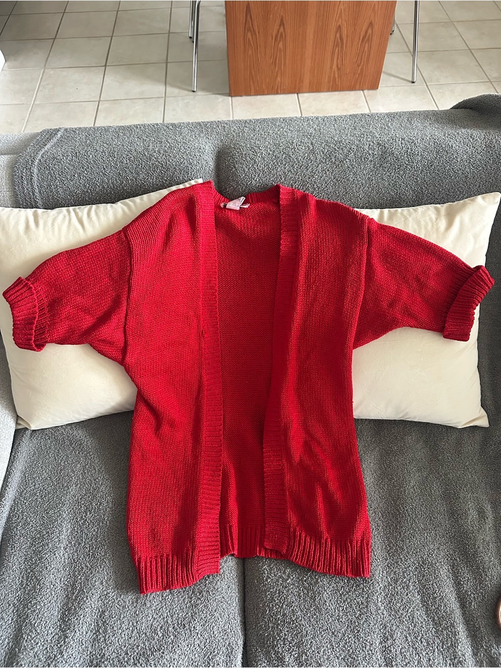 Vintage 1970’s Christian Dior Petite Silk Blend Open Knit Cardigan Red M Pet